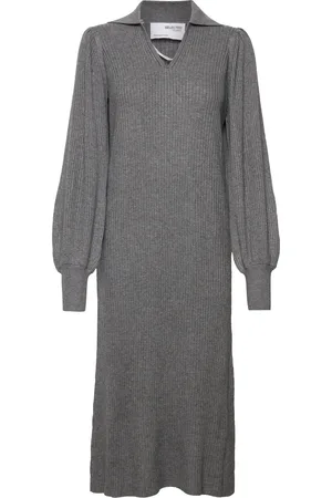 SELECTED Slfselene Ls Knit Dress B Grey