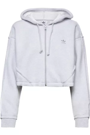 adidas Crop Full-Zip Loungewear Hoodie Grey