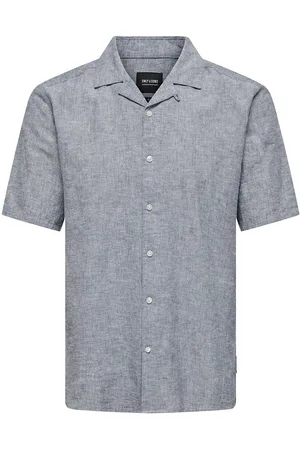 Only & Sons Onscaiden Ss Solid Resort Linen Shirt Blue