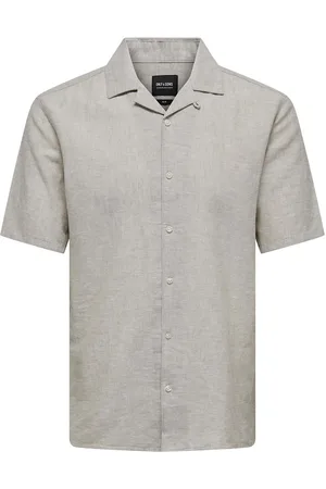 Only & Sons Onscaiden Ss Solid Resort Linen Shirt Grey