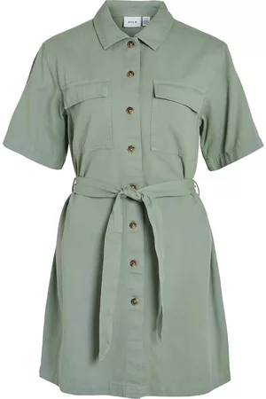 VILA Dame Korte kjoler - Vitilo S/S Belt Dress Green