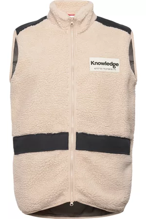 Knowledge Cotton Apparal Herre Vester - Teddy Fleece Hood Vest With Rib Sto Cream
