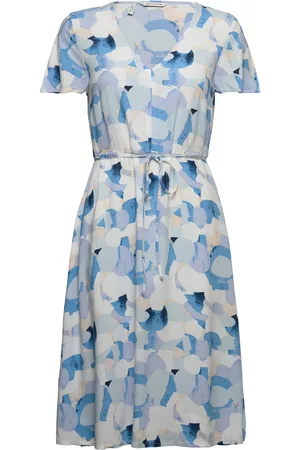 TOM TAILOR Dame Mønstrede kjoler - Printed Dress With Belt Blue
