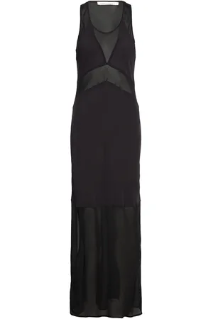 Rabens Saloner Beda - Sheer Panel Bias Dress Black Rabens Sal R