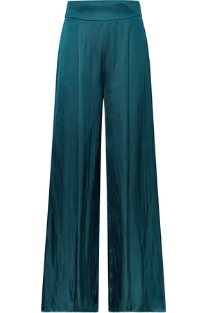 MANGO Satin Wideleg Trousers Blue