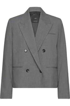 MANGO Double-Breasted Cropped Jacket