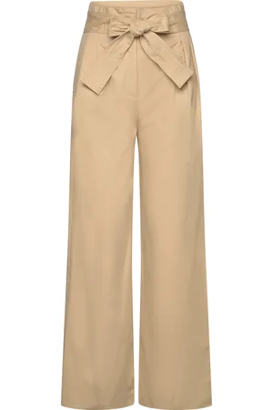 MANGO Paperbag Trousers With Belt Beige