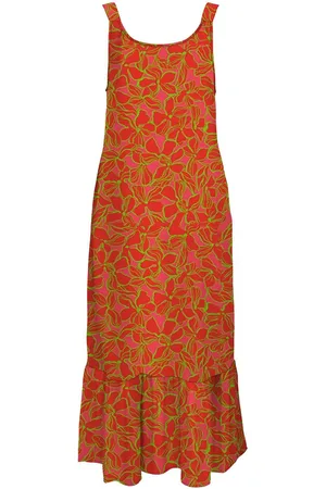ONLY Onlalma Life Poly Noemi Long Dress Aop Orange