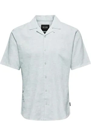Only & Sons Onscaiden Ss Solid Resort Linen Shirt Blue