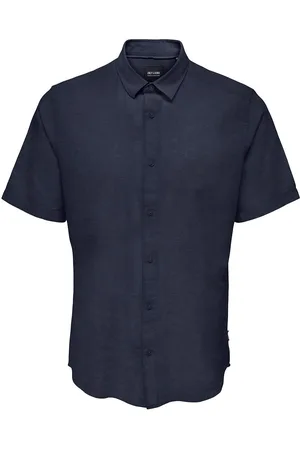 Only & Sons Onscaiden Life Ss Solid Linen Shirt Noos Navy
