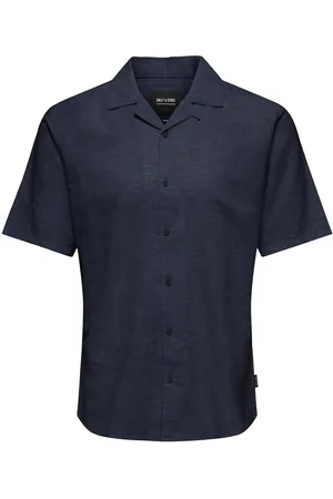 Only & Sons Onscaiden Ss Solid Resort Linen Shirt Navy