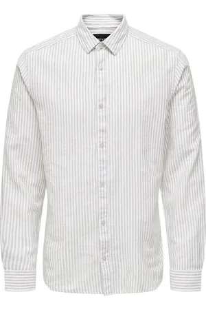Only & Sons Onscaiden Ls Stripe Linen Shirt 6601Noos Beige