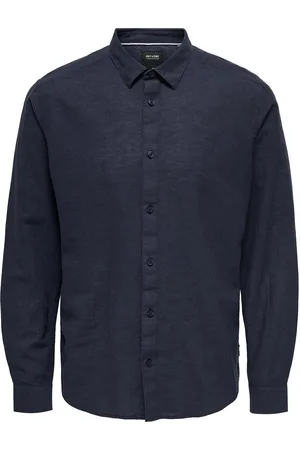 Only & Sons Onscaiden Life Ls Solid Linen Shirt Noos Navy