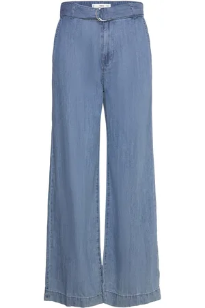 MANGO Flowy Wideleg Trousers With Belt Blue