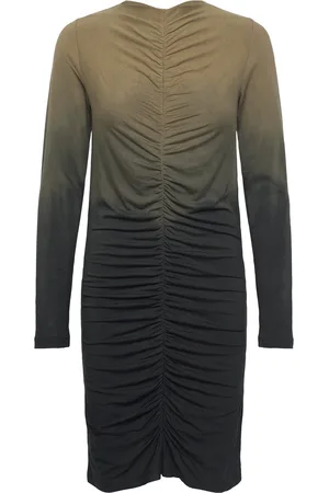 Rabens Saloner Flow Gather Short Dress - Isja Khaki Rabens Sal R