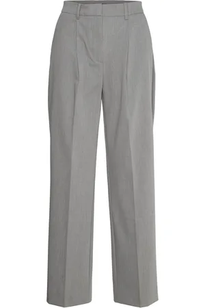 MANGO Straight-Fit Pleated Trousers Grey