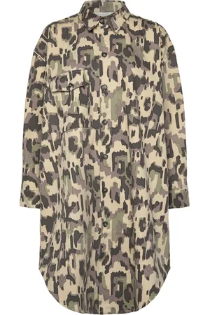 Rabens Saloner Cyber Drill Shirt Dress - Netta Khaki Rabens Sal R