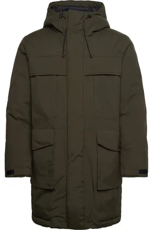 Knowledge Cotton Apparal Apex Canvas Long Padded Coat - Grs Khaki