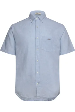 GANT Reg Cotton Linen Ss Shirt Blue