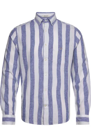 GANT Reg Cotton Linen Bold Stripe Shirt Blue