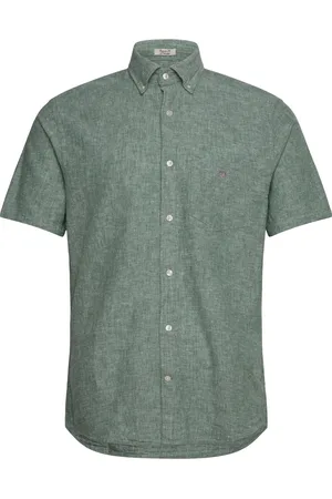 GANT Reg Cotton Linen Ss Shirt Green