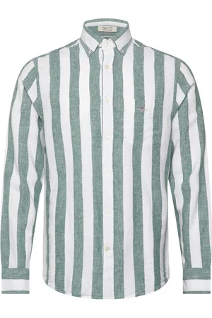GANT Reg Cotton Linen Bold Stripe Shirt Green