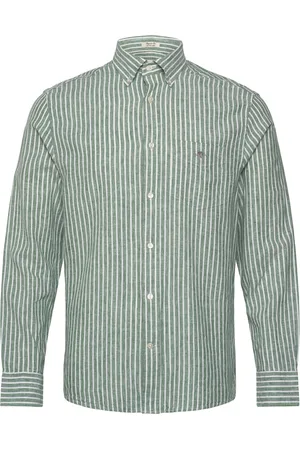 GANT Reg Cotton Linen Stripe Shirt Green