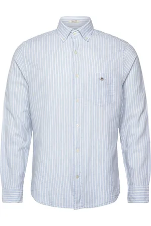 GANT Reg Cotton Linen Stripe Shirt Blue