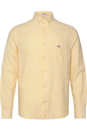 GANT Reg Cotton Linen Stripe Shirt Yellow