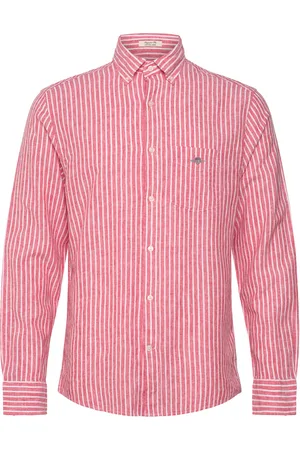 GANT Reg Cotton Linen Stripe Shirt Red