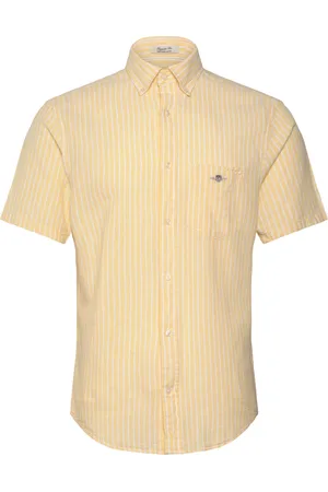 GANT Reg Cotton Linen Stripe Ss Shirt Yellow