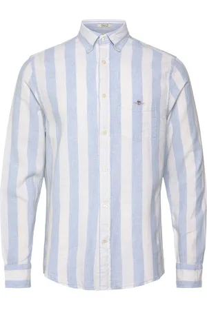 GANT Reg Cotton Linen Bold Stripe Shirt Blue