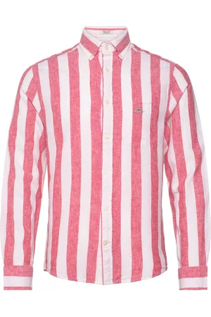 GANT Reg Cotton Linen Bold Stripe Shirt Red