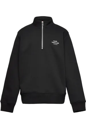 Mads Norgaard Mix Sweat Crewie Half Zip Sweatshirt Black