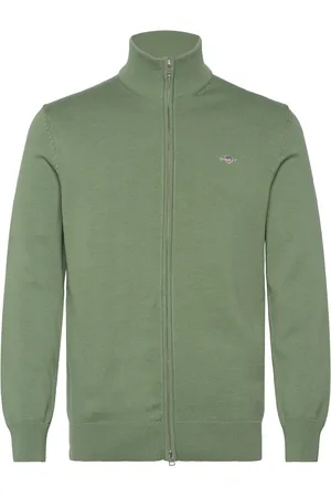 GANT Casual Cotton Zip Cardigan Khaki