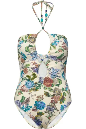 By Malina Idalia Bandeau Cut Out Swimsuit Cream