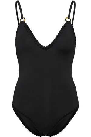 By Malina Nila V-Neck Crochet Trimmed Swimsuit