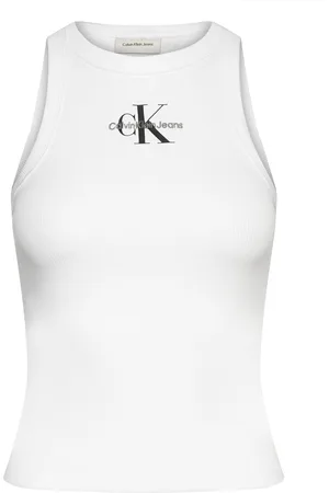 Calvin Klein Monologo Rib Tank Top White