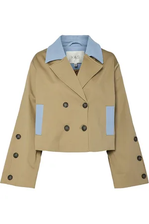 Y.A.S Trenchy Ls Short Trenchcoat Brown
