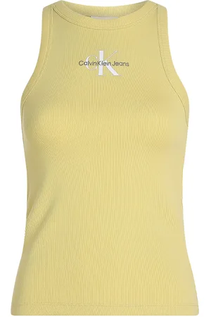 Calvin Klein Monologo Rib Tank Top Yellow