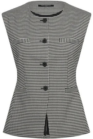 French Connection Holden Houndstooth Waistcoat Black