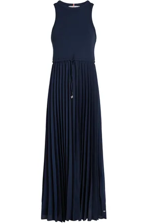 Tommy Hilfiger Rib Tank Pleated Dress Midi Ns Navy