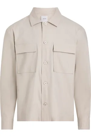 Calvin Klein Linen Lyocell Stretch Overshirt Cream
