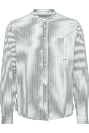Casual Friday Cfandrew Ls Striped Linen Mix Shirt Blue