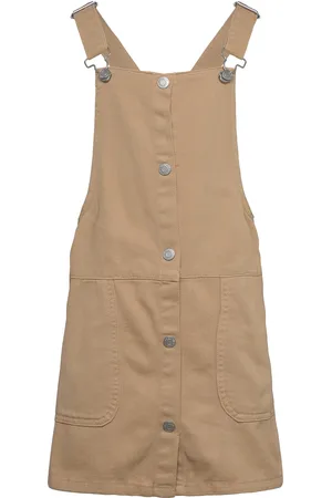 MANGO Short Denim Pinafore Brown