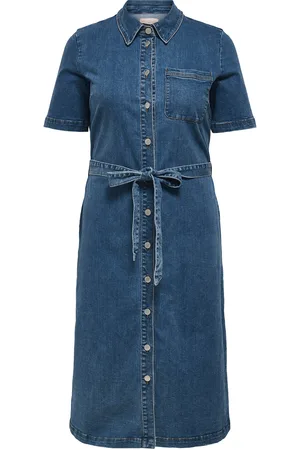 ONLY Carlana Ss Long Belt Dnm Dress Gua Blue