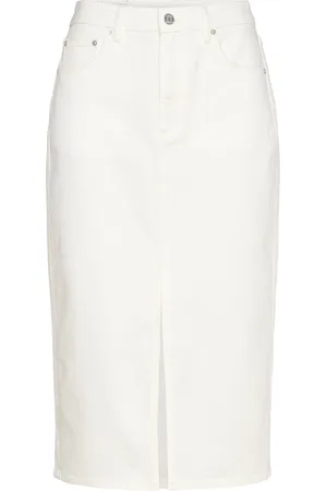 GANT Midi White Denim Skirt Cream