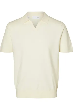 SELECTED Slhteller Ss Knit Polo Noos Cream