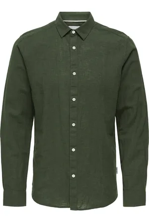 Only & Sons Onscaiden Life Ls Solid Linen Shirt Noos Green