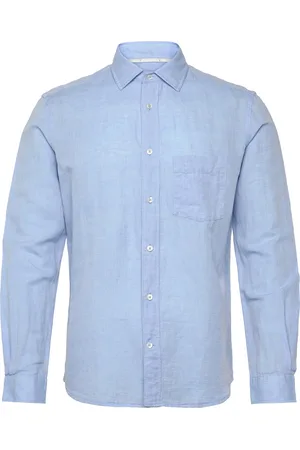 MANGO Pocket Linen Shirt Blue